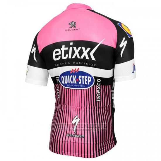 2016 Fahrradbekleidung Etixx Quick Step Rosa und Shwarz Trikot Kurzarm und Tragerhose